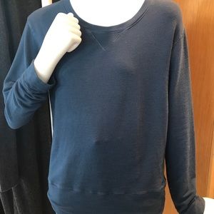 Monrow Lightweight Crew Sweatshirt Jean Blue Small